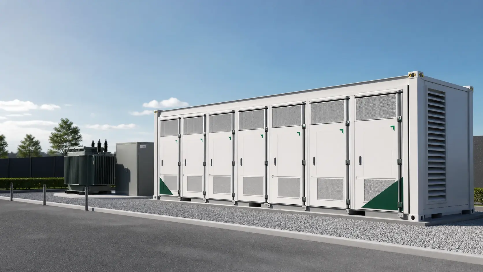 Containerized battery energy storage system at a project site