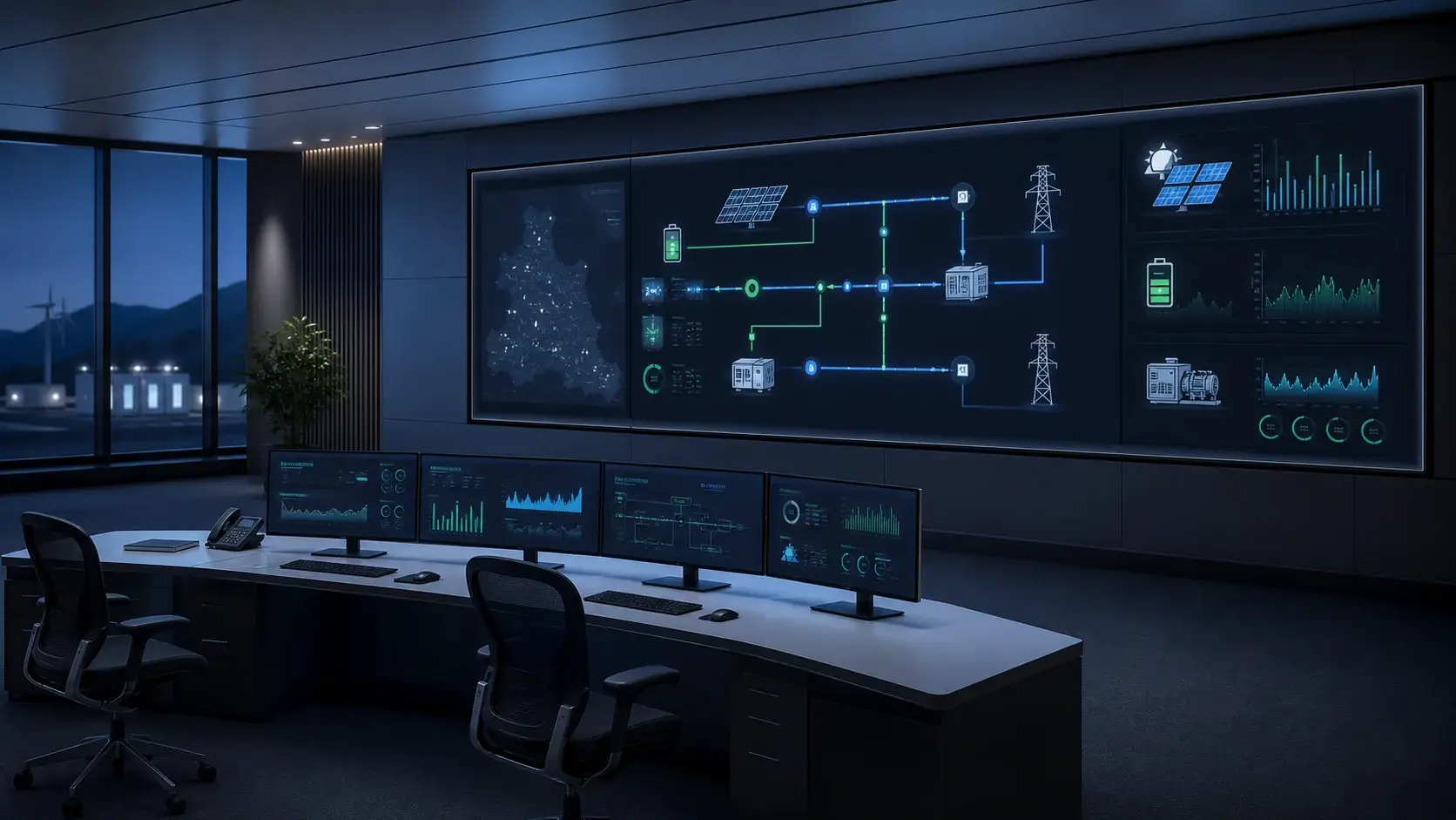 Energy management control room — the place where commissioning data either lines up or does not.