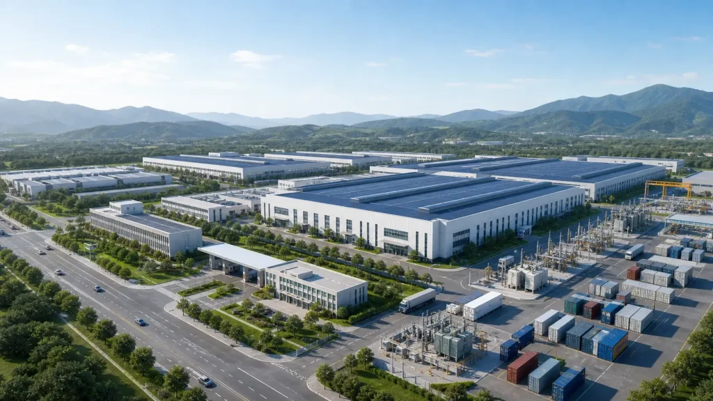 Factory campus solar storage and power distribution