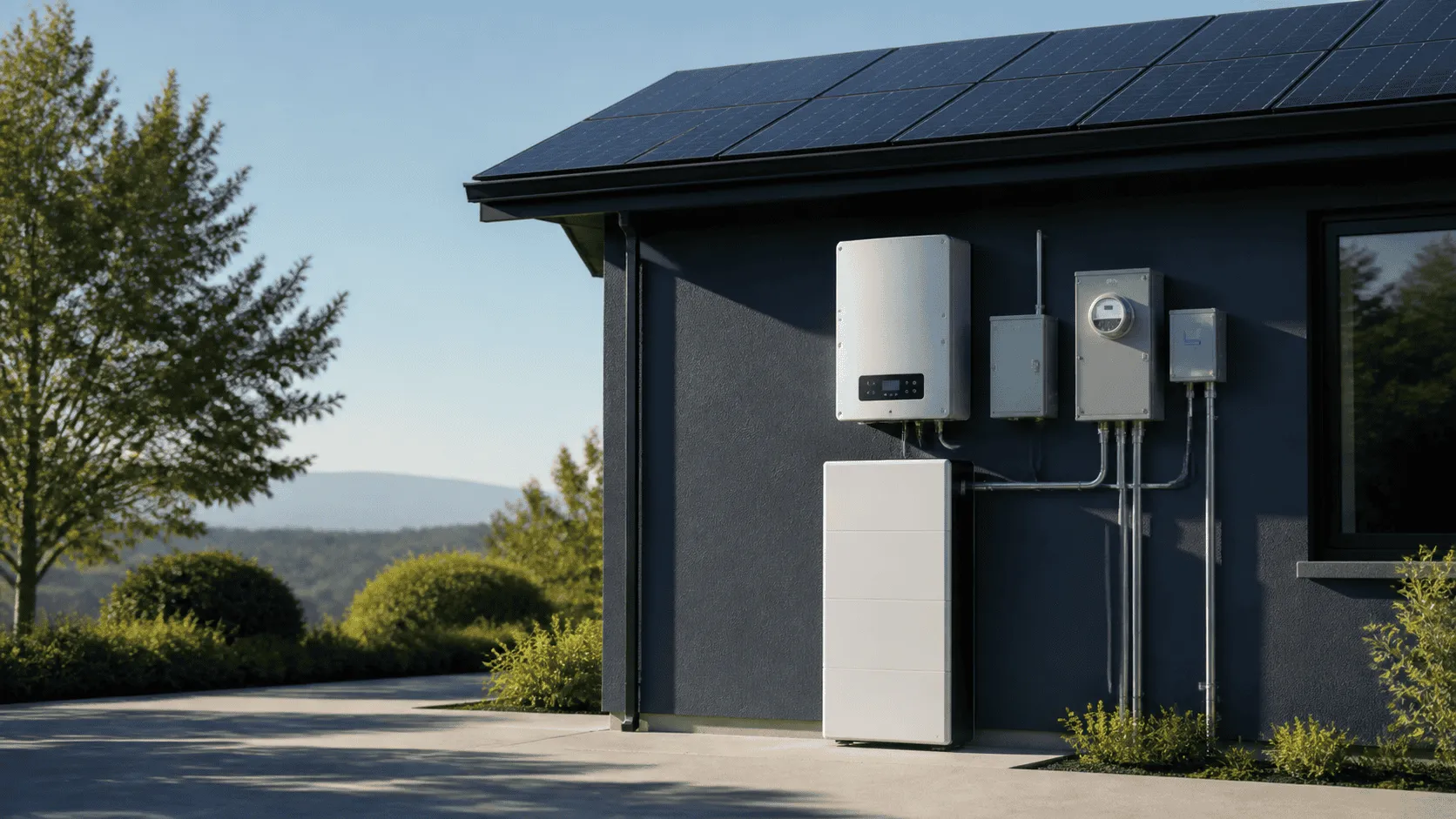 Home with rooftop solar and battery storage