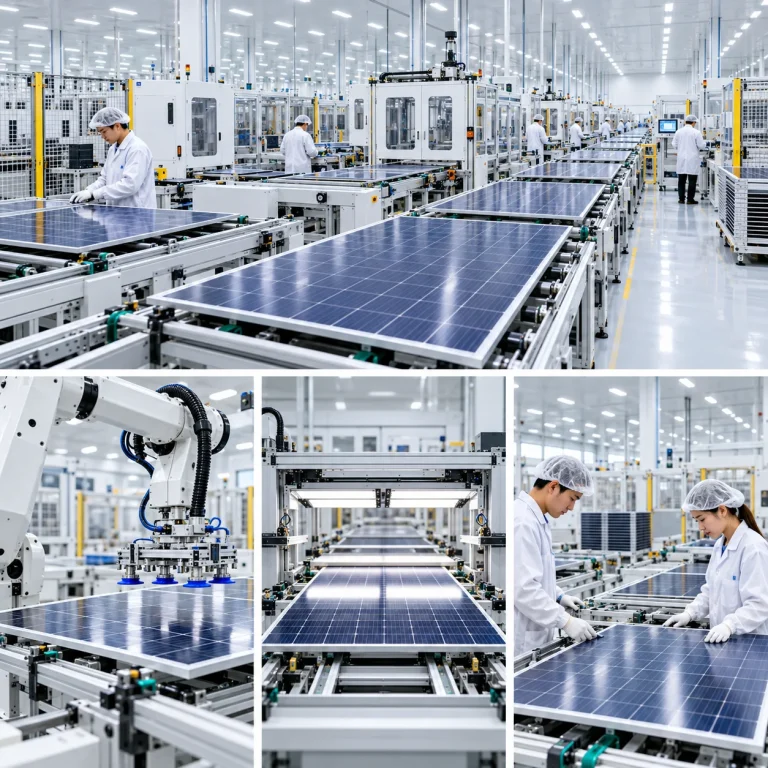 Solar module production line in our solar supply network.