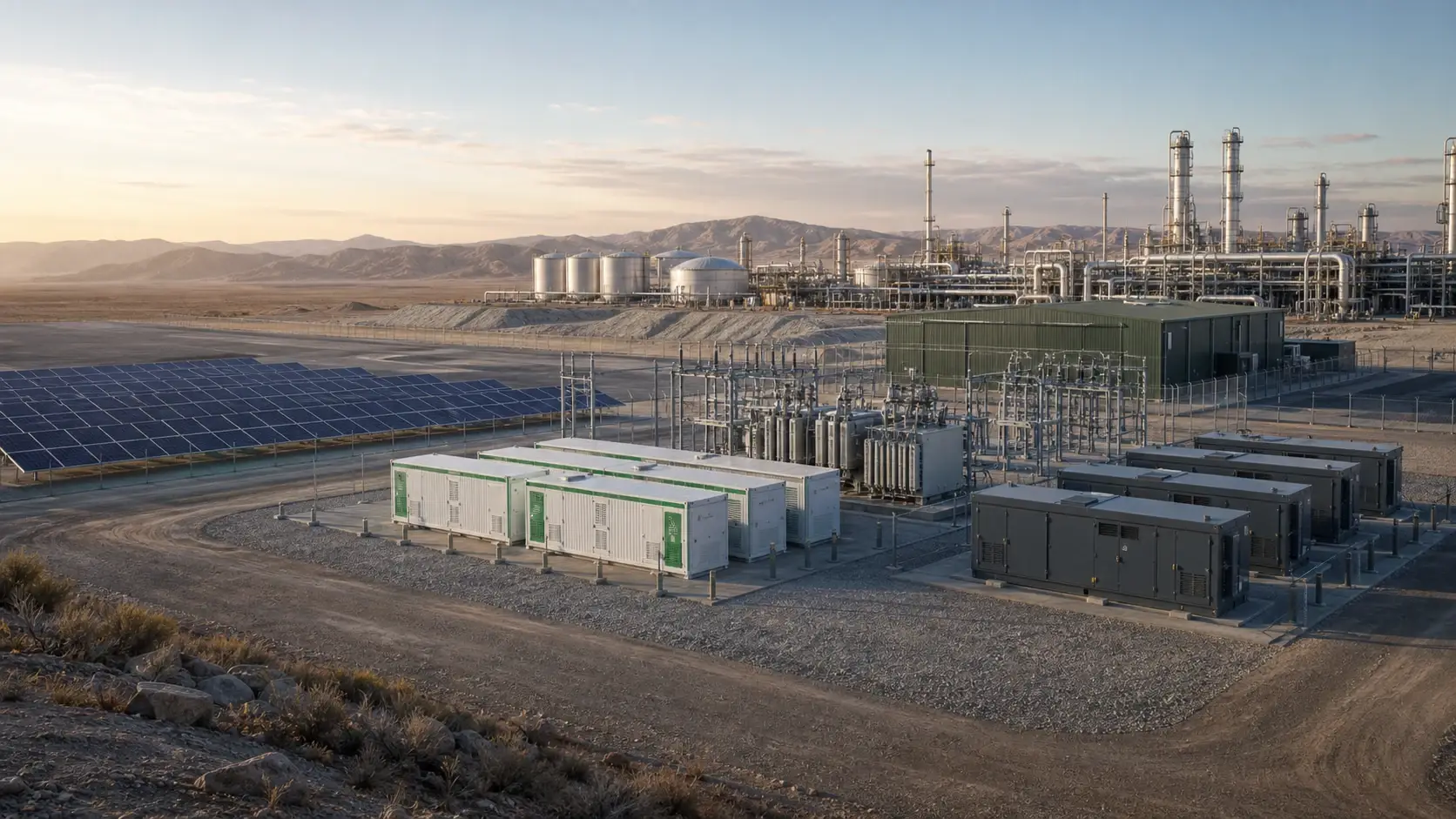 Utility-scale solar project with grid connection infrastructure