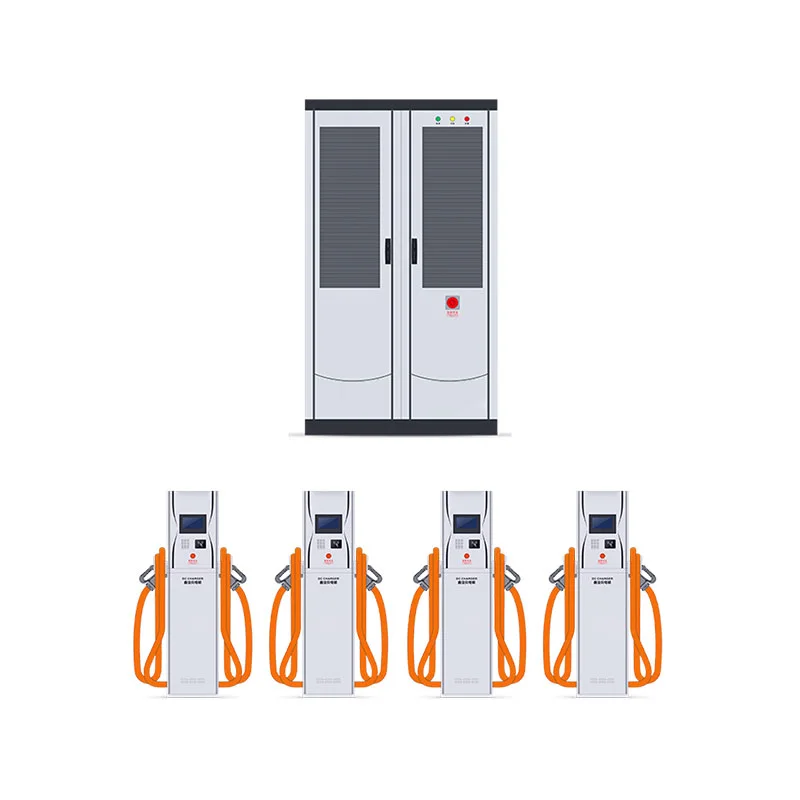 Central power cabinet with four separate DC charging dispensers